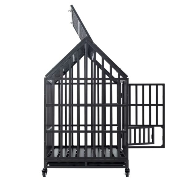 Heavy Duty Dog Cage with Roof Rust-Resistant Steel Locking Casters Feeding Door Ideal for Medium & Large Dogs Dog House Kennel - Image 6