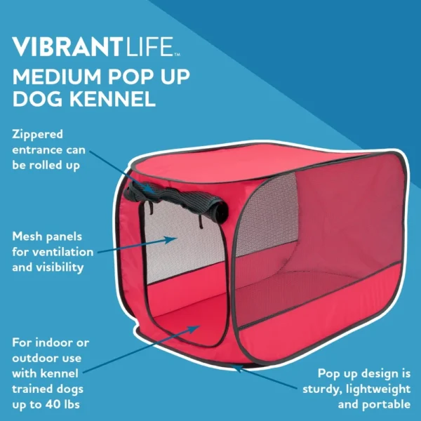 Soft-Sided Pop Up Mesh Dog Kennel Portable Collapsible Indoor Outdoor Travel Dog House Zipper Door Easy Storage Cozy Safety - Image 4