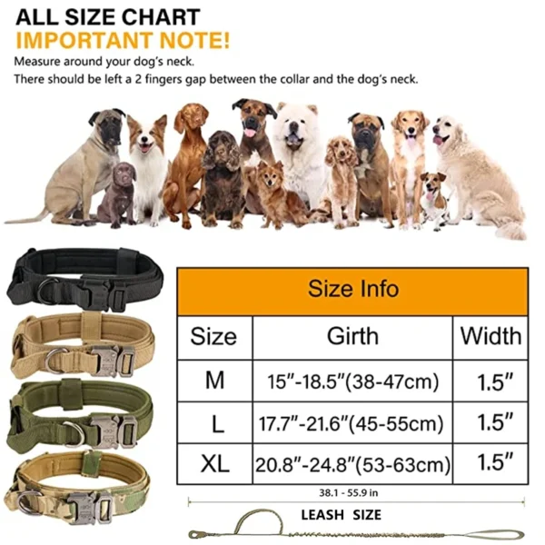 Durable Tactical Dog Collar Leash Set Adjustable Military Pet Collar Leash Medium Large Dog German Shepherd Training Accessories - Image 3