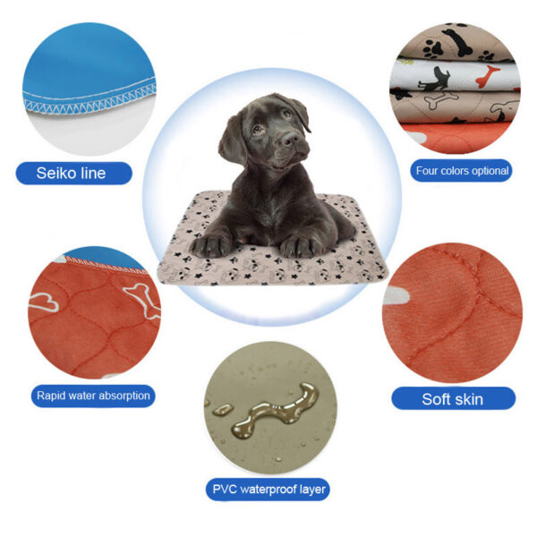 Waterproof Dog Pet Diaper Mat Reusable 3 Layer Absorbent Dog Bed Cat Diaper Pad Bone Paw Print Seat Cover Mat for Sofa Bed Floor - Image 6