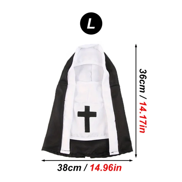 1pc Hallow Funny Pet Nun Costume for Small Cats & Dogs Cross Design for Halloween Parties & Photo Ops Adjustable Pet Nun Costume - Image 7
