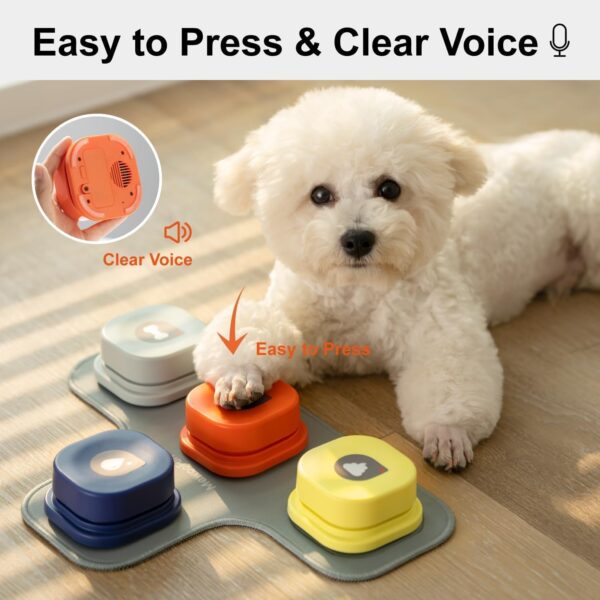 Mewoofun Dog Buttons with Rubber Mat Recordable Dog Talking Buttons Set Communication Starter Pack Dog Training Speaking Buttons - Image 4