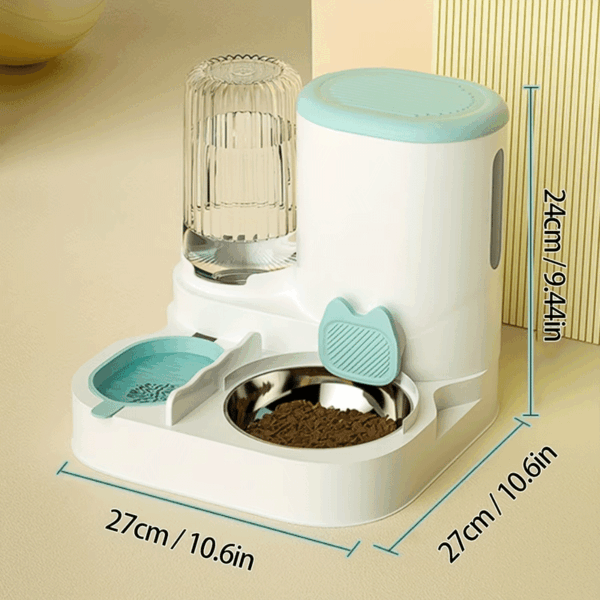2 In1 Automatic Pet Water Fountain Pet Food Dispenser Set with Stainless Steel Bowls Self-Feeding/Watering for Indoor Cats - Image 5