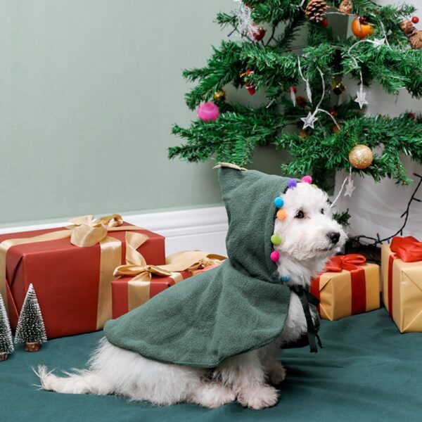 Christmas Cat Cloak Cute Pet Costumes Green Puppy Hoodie Coat for Festival Set Dress Up Pet Parties Clothes Pet  Accessories - Image 4