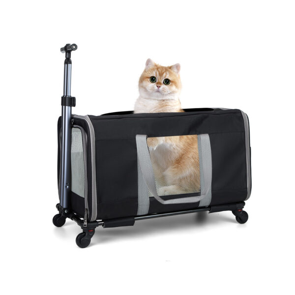 Cat trolley for 2 cats – Cat transport box large with wheels for 2 animals – Transport bag with wheels & safety belts for travel - Image 7