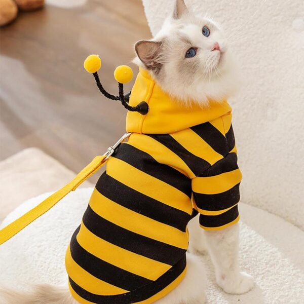 Cat Bee Costume Soft Cat Holiday Cosplay Warm Clothes Pet Bee Halloween Hoodies Autumn Winter Warmth Clothes for Pet Accessories - Image 3