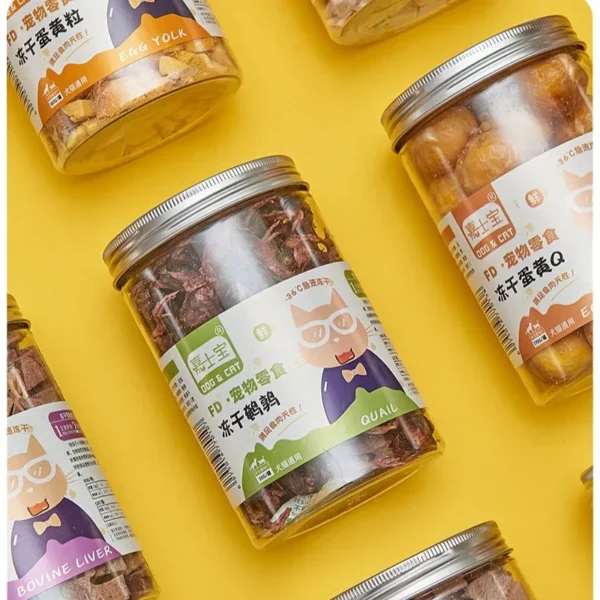 Pet Freeze Dried Chicken Breast Salmon Eel Duck Meat Beef Liver Yolk Granules Rich Nutrition Dog Fat Long Meat Food Cat Snacks - Image 3