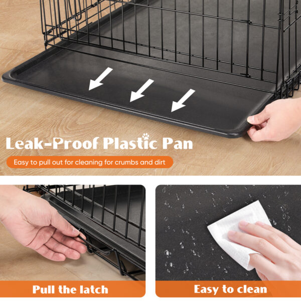 JHK Double Door Folding Metal Wire Dog Cage with Plastic Leak-Proof Pan Tray Extra Large Pet Kennel for Indoor Outdoor Travel - Image 6