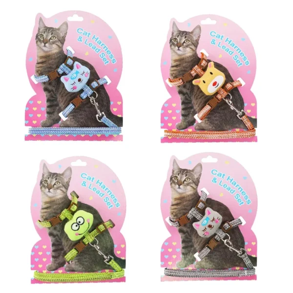 Cat Collar Pet Harness Adjustable Cute Cartoon Kitten Harness Cat Vest Harness with Pet Leash Walking Lead Leash for Cat Product - Image 3