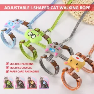 Cat Collar Pet Harness Adjustable Cute Cartoon Kitten Harness Cat Vest Harness with Pet Leash Walking Lead Leash for Cat Product