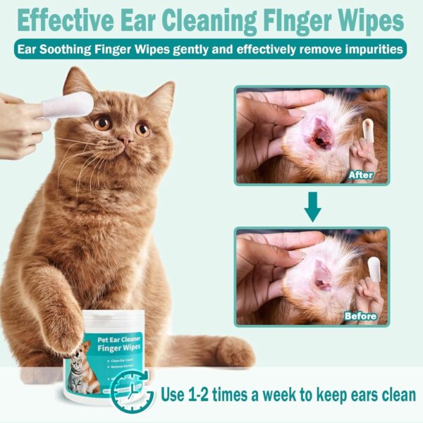 Pet Ear Wipes, Ear Cleaner Finger Wipes for Cats and Dogs, Soft & Easy Otic Cleaning Pads, Pet Supplies for Regular Soothing Odo - Image 5