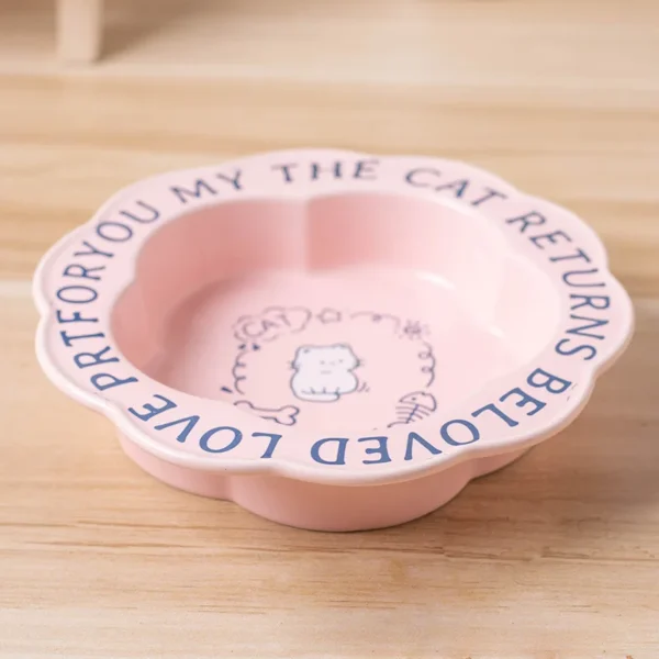 Persian Cat Ceramic Food Bowl with Wooden Shelf Anti-Black Chin Anti-Knockover Small Dog Bowl Includes Water Cup for Canned Food - Image 5