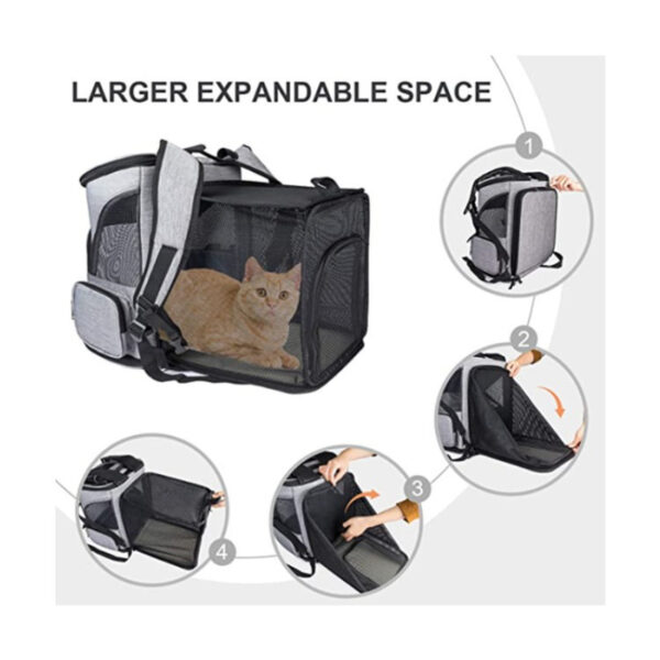 Breathable Pet Cat Carrier Backpack Foldable Pet Carrier Transport Travel Bag Expandable Large Capacity Creative for Cats Dogs - Image 3