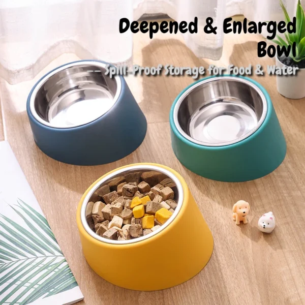 Stainless Steel Cat & Dog Bowl with Non-Slip Angled Base – Spill-Proof Anti-Tip Cat and Dog Feeder Easy Clean Food-Grade Metal - Image 2