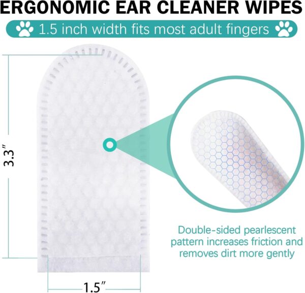 Pet Ear Wipes, Ear Cleaner Finger Wipes for Cats and Dogs, Soft & Easy Otic Cleaning Pads, Pet Supplies for Regular Soothing Odo - Image 4