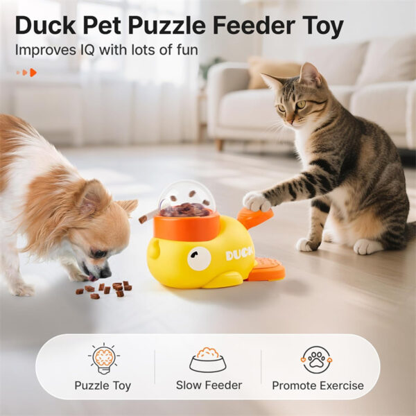Interactive Puzzle Dog Toys Anti-slip Food Treat Dispenser Toy Cartoon Duck Mental Stimulation Slow Feeder for Dogs Anxiety - Image 2