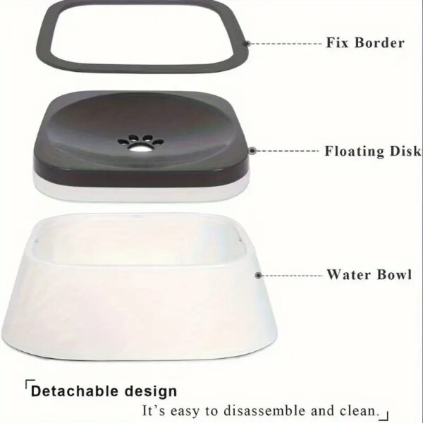 Spill-Proof Pet Water Bowl, Non-Slip Base, Floating Filter, Clear, No Batteries, Dogs, Travel, Water Station - Image 4