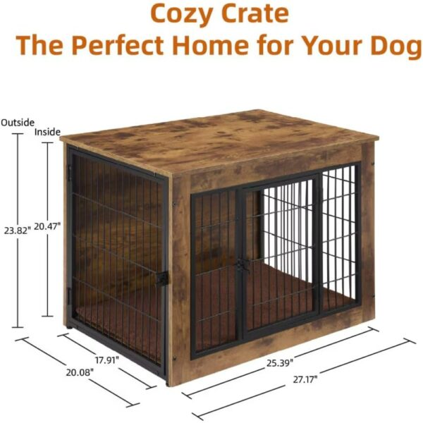 Dog Crate Furniture with Cushion, Wooden Dog Kennel Furniture, Dog Crates for Small/Medium Dogs - Image 4
