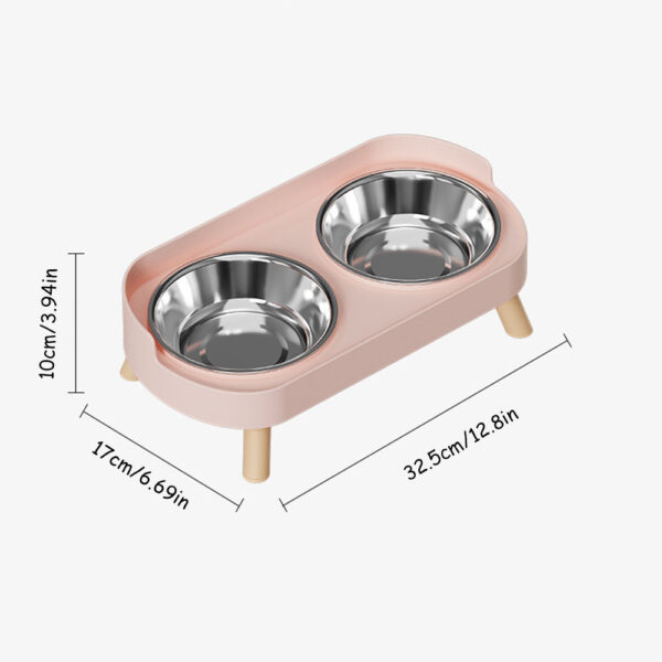 Cat Bowl Double Bowl Set - Anti-Spill Anti-Tip Pet Food Bowl & Water Bowl | Non-Slip Base Cute Cat Feeding Bowls Pet - Image 5