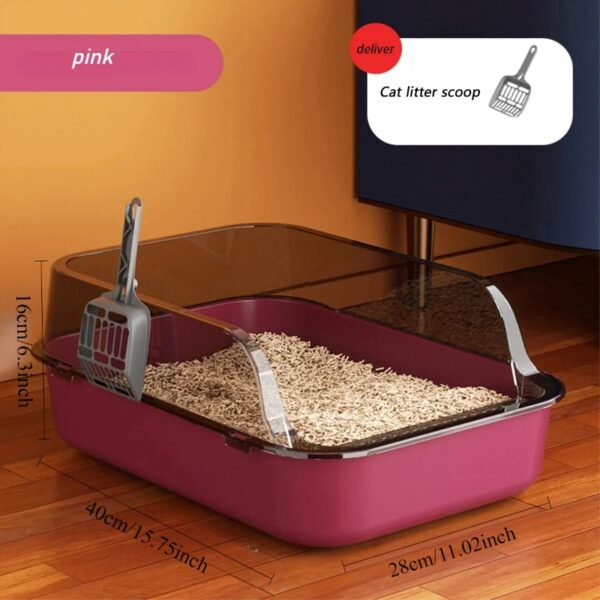 Cat Litter Box Large Capacity Semi-closed Plastic Anti-Splash Cats Toilet Bedpan Big Oversized Cat Tray Bedpan Cat Toilet Bowl - Image 6