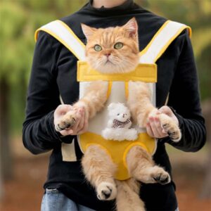 Portable Dog Carrier Backpack Hands-Free Pet Travel Bag with Adjustable Straps Breathable Front and Back Cat Carrier for