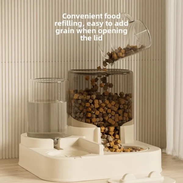 Automatic Cat Feeder & Water Fountain Set - Food Grade Plastic - for Cats & Dogs - Gravity Feed Design - Image 4