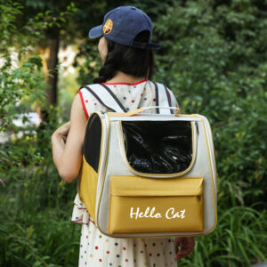 Cat bag  large capacity  convenient for pets to go out  portable  breathable  double-shoulder hand-held pet backpack