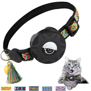 Airtag Pet Collar Adjustable Nylon Puppy Cat Collar With Bell Anti-lost Pet Necklace With for Apple Airtag Holder Pet Supplies