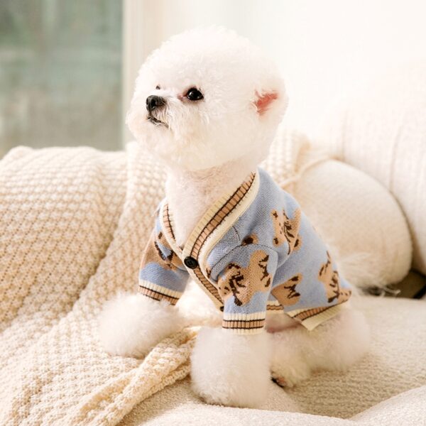 Luxury Dog Clothes Chihuahua Pet Striped Cardigan Sweater Bichon Frise Puppy Kitten Dog Warm Coat Cat Dog Accessories Pet Outfit - Image 3