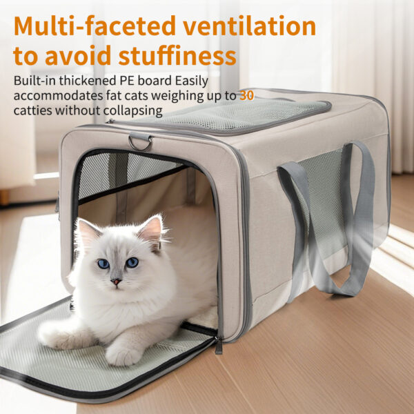 Cat trolley for 2 cats – Cat transport box large with wheels for 2 animals – Transport bag with wheels & safety belts for travel - Image 3