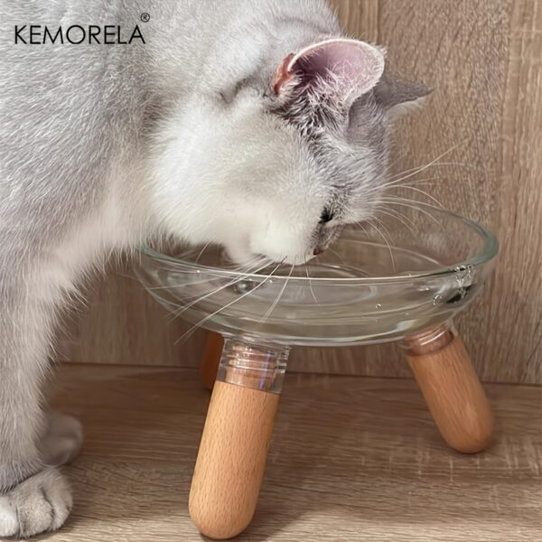KEMORELA Elevated Pet Tilted Food Bowl Water Bowl Transparent Plastic Cat Bowl For Protecting Pet Cervical Vertebra Removable - Image 3