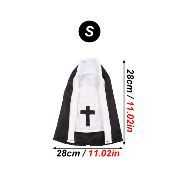 1pc Hallow Funny Pet Nun Costume for Small Cats & Dogs Cross Design for Halloween Parties & Photo Ops Adjustable Pet Nun Costume - Image 8