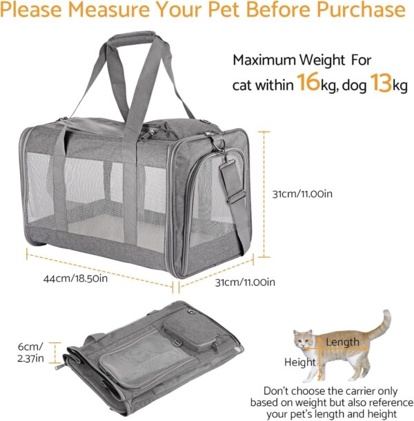 Airline Approved Pet Carrier for Cats Dogs Soft Travel Bag with Breathable Honeycomb Board,Removable Support Board for Vet - Image 3