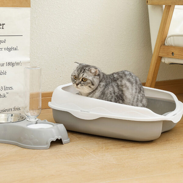 Semi-enclosed Litter Box Spatter-proof Cat Toilet Large Kitten Cleaning Supplies Large Cat Poop Bowl Pet Bupplies - Image 2