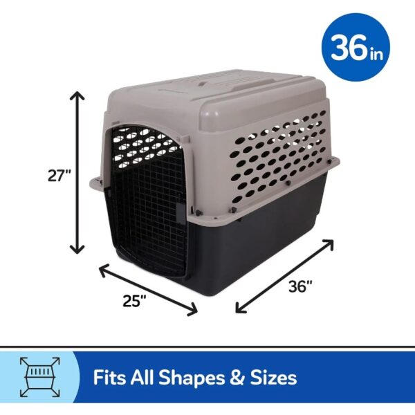Vibrant Life Pet Kennel Medium 36" Dog Crate, Plastic Travel Pet Carrier for Pets 50-70 lb, Grey - Image 4