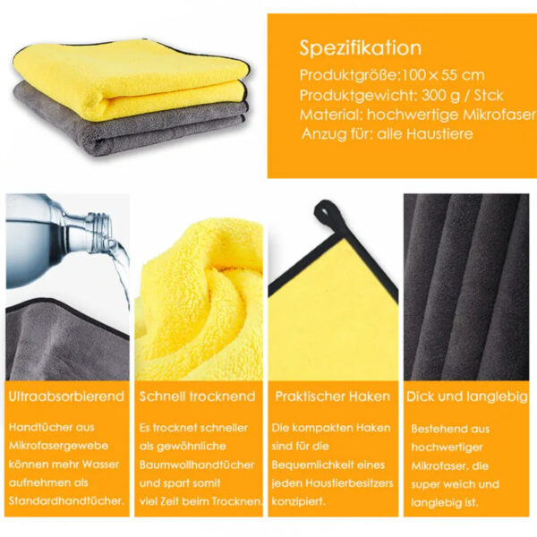 Quick-drying Pet Dog and Cat Towels Soft Fiber Towels Water-absorbent Bath Towel Convenient Pet Shop Cleaning Towel Pet Supplies - Image 5