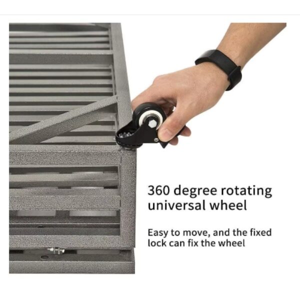 Heavy Duty Dog Cage with Roof Rust-Resistant Steel Locking Casters Feeding Door Ideal for Medium & Large Dogs Dog House Kennel - Image 4