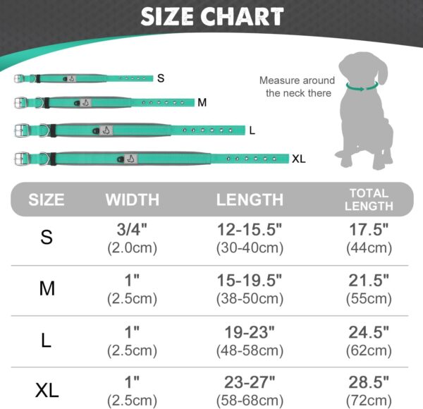 Padded Dog Collars for small Medium large Dogs Reflective Wide Pet Collars Adjustable Heavy Duty Nylon Neoprene Dog Collar - Image 2