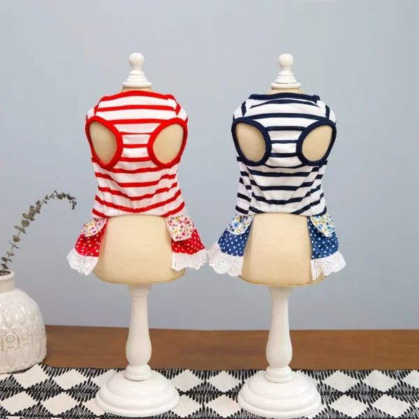 Summer Cute Dot Cat Dress Pet Costumes Chihuahua ClothesLace Puppy Princess Dress  Striped Pet Dog Dresses Dog Clothes - Image 5