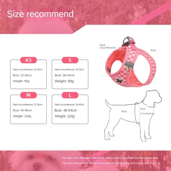 Breathable Polyester Cat Harness with Metal Clasps Reflective Straps Adjustable Festive Gingham Pet Harness for Safe Night Walks - Image 3