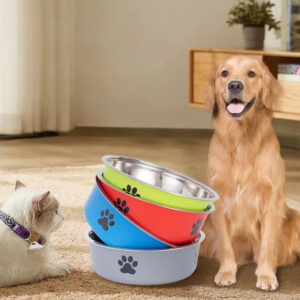 Dog Water Bowl with Non-Slip Rubber Base And Cats And Dogs Drinking Water Feeding Pet Bowl Stainless Steel Pet Feeders Pets Dogs