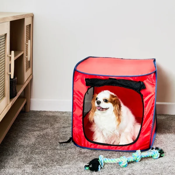 Soft-Sided Pop Up Mesh Dog Kennel Portable Collapsible Indoor Outdoor Travel Dog House Zipper Door Easy Storage Cozy Safety - Image 6