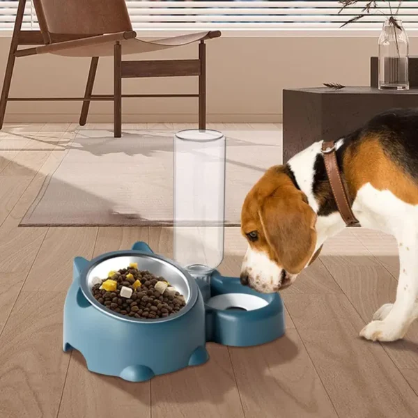 Cat Food And Water Bowl Set Adjustable Tilted Food Water Bowl Automatic Water Dispenser Bottle No Spill Pet Feeder For Cats Dogs - Image 5