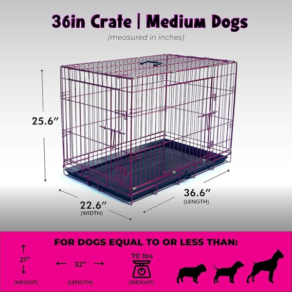 Pet Expressions Luxury Colorful 36 H Foldable Dog Crate With 2 Doors | Free Training Ebook And Pet Calming Music | 3 Colors & - Image 5