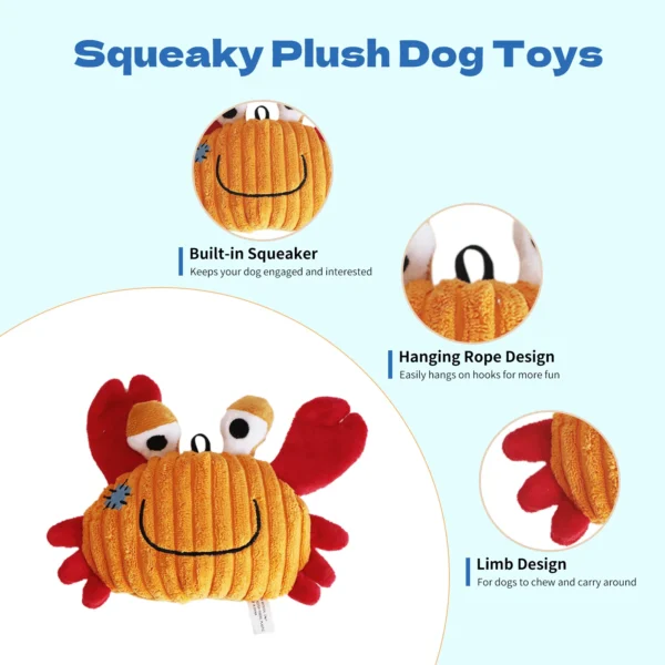 Plush Toys for Small Dogs Squeaky Soft Toy for Puppies Small Dog Ocean Series Plush Toys  for small and medium breeds dogs - Image 2