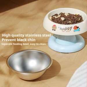 Cute Stainless Steel Pet Bowl Non-Slip Durable Cat Food Bowl Dog Bowl Protects Cervical Spine for Kittens And Dogs