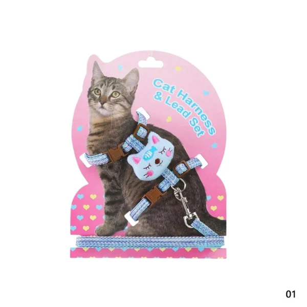 Cat Collar Pet Harness Adjustable Cute Cartoon Kitten Harness Cat Vest Harness with Pet Leash Walking Lead Leash for Cat Product - Image 7