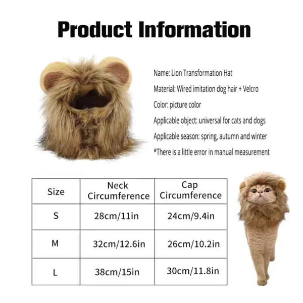 Cat Cosplay Dress Up Pet Hat Lion Mane for Cat Puppy Lion Wig Costume Party Decoration Halloween Christmas GatosPet Supplies - Image 6