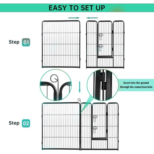 Dog Playpen Indoor 40 inch 16 Panels Metal Dog Pen Pet Dog Fence Outdoor Exercise Pen with Doors,Pet Puppy Playpen for RV Campi - Image 5