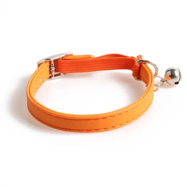 Macaron Color Cute Pet Cat Collar, Elastic Webbing Cat Collar Adjustable PU Color Small Collar with Bells for Puppies and Cats - Image 10
